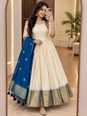 Aadhira Cotton Spun Silk Anarkali Set