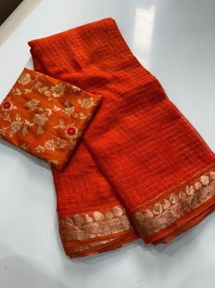 Aadhira Viscose Temple Border Check Saree