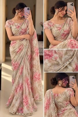 Aadhya Digital Print Tebby Silk Saree