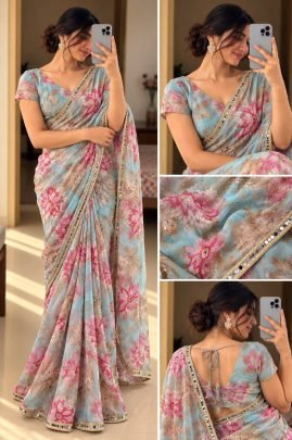 Aadhya Digital Print Tebby Silk Saree