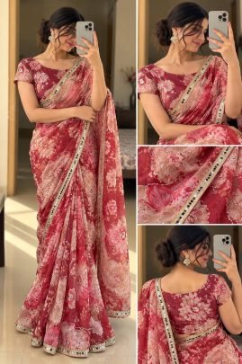 Aadhya Digital Print Tebby Silk Saree