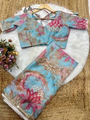 Aadhya Digital Print Tebby Silk Saree