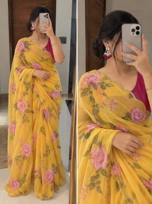Aarna Digital Floral Georgette Saree
