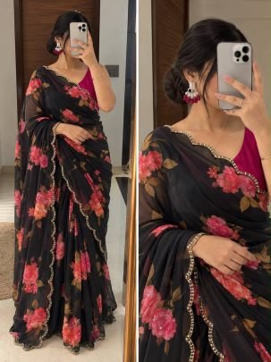 Aarna Digital Floral Georgette Saree