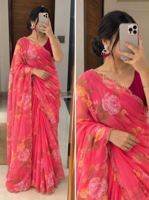Aarna Digital Floral Georgette Saree