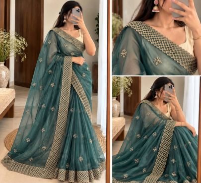 Aarohi Soft Organza Embroidered Saree