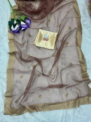Aarohi Soft Organza Embroidered Saree