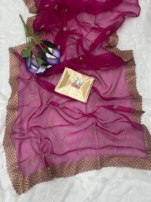 Aarohi Soft Organza Embroidered Saree