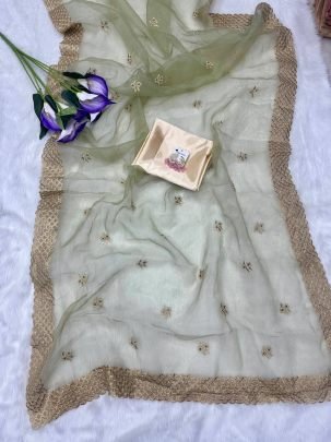 Aarohi Soft Organza Embroidered Saree