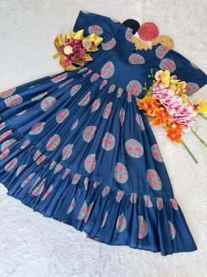 Beautiful Soft Cotton Printed Midi Gown
