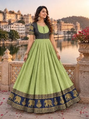 Chettinad Cotton Jacket Style Anarkali Gown