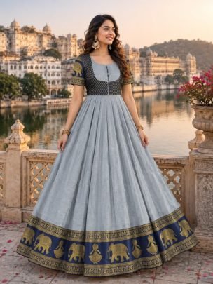 Chettinad Cotton Jacket Style Anarkali Gown