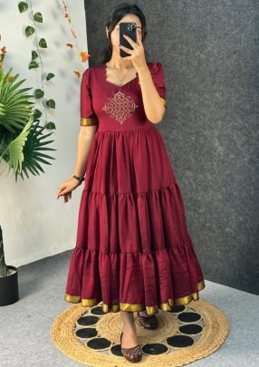CP Blooming Vichitra Silk Designer Gown