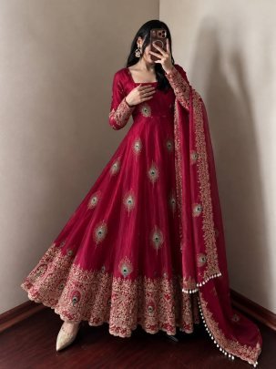 Designer Embroidered Anarkali Gown Set