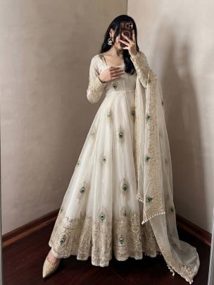 Designer Embroidered Anarkali Gown Set