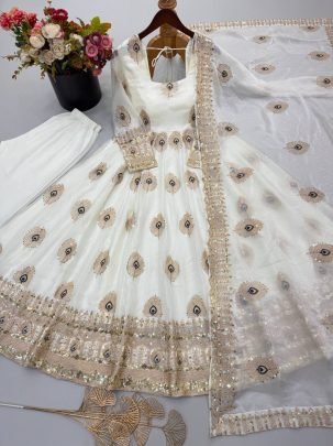 Designer Embroidered Anarkali Gown Set