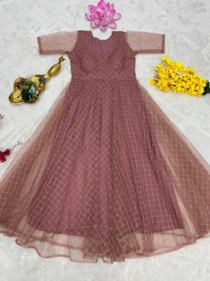 Designer Party Wear Frock with Premium Crepe Lining