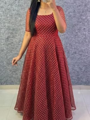 Designer Party Wear Frock with Premium Crepe Lining