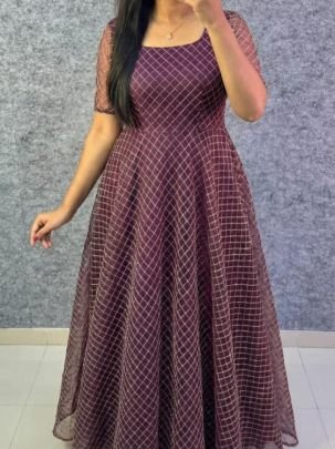 Designer Party Wear Frock with Premium Crepe Lining