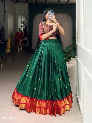 Designer Zari Weaving Lehenga Set with Koti