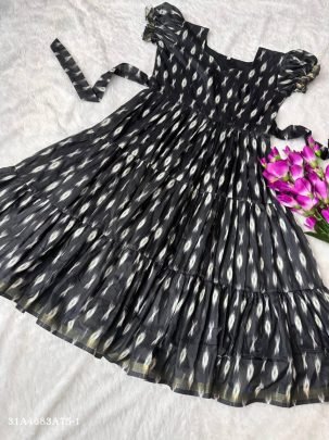 Digital Print Cotton Silk Midi Frock