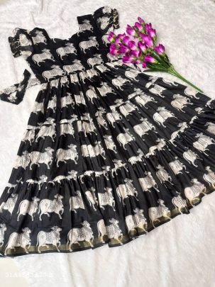 Digital Print Cotton Silk Midi Frock