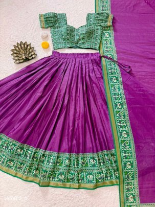 dola silk printed lehenga