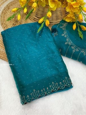 Elegant Chiffon Diamond Work Saree with Blouse