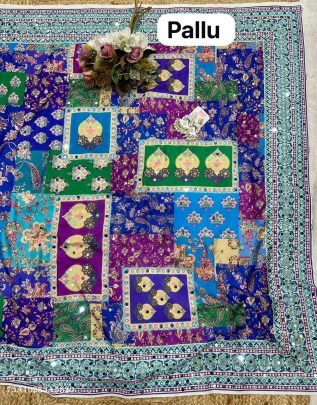 Elegant Chinon Silk Digital Print Saree with Real Mirror Work