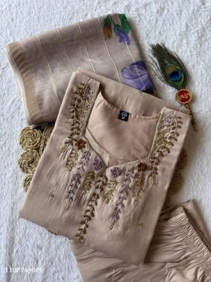 Elegant Handwork Chanderi Kurta Set