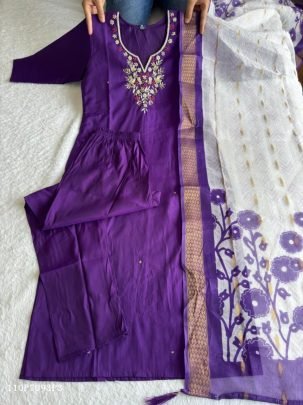 Elegant Handwork Roman Silk Kurta Set