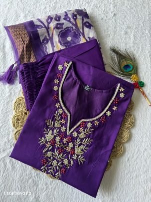 Elegant Handwork Roman Silk Kurta Set