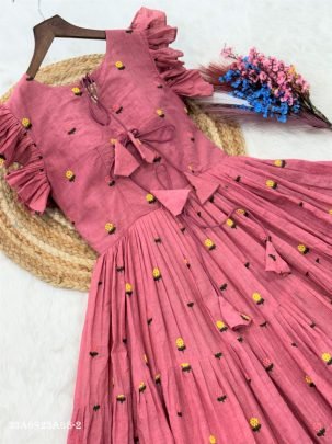 Embroidered Cotton Flared Midi Dress