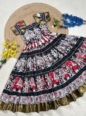 Floral Printed Muslin Cotton Gown with Side Zip