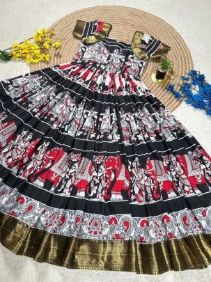 Floral Printed Muslin Cotton Gown with Side Zip