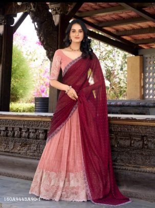 Heavy Chinon Sequins Embroidered Lehenga Set