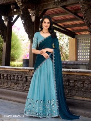 Heavy Chinon Sequins Embroidered Lehenga Set