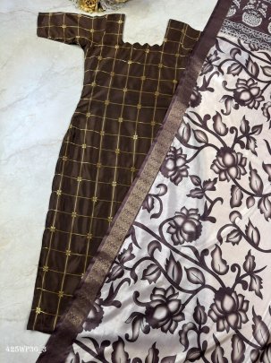 heritage floral kalamkari silk cotton kurti set
