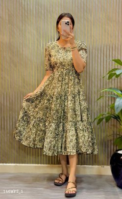 kalamkari flared midi dress