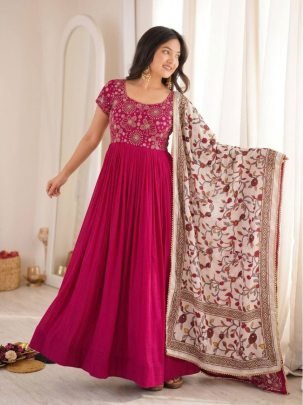 Maggam Beads Work Georgette Gown