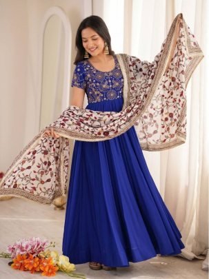 Maggam Beads Work Georgette Gown