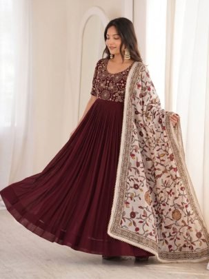 Maggam Beads Work Georgette Gown