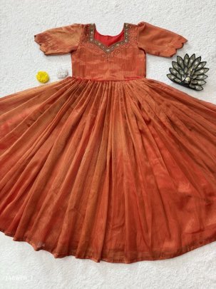 maggam v-neck kota tissue gown