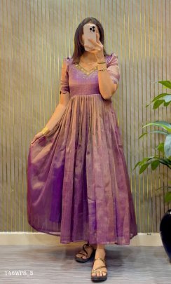maggam v-neck kota tissue gown