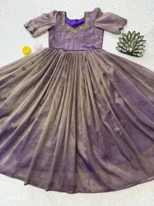 maggam v-neck kota tissue gown