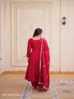 Mal Chanderi Embroidered Anarkali Set