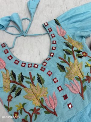 Mal Cotton Embroidered Mirror Work Gown