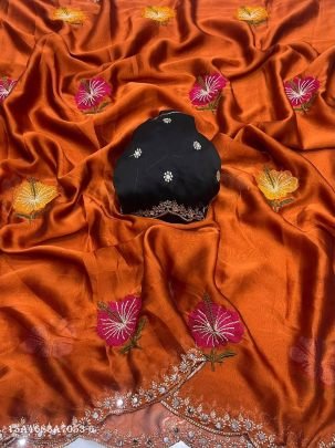 Midnight Bloom Rangoli Silk Saree