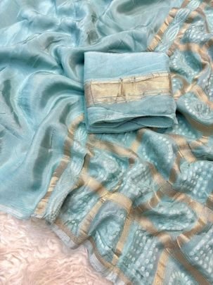 Mishika Pure Mysore Silk Bandhani Pallu Saree