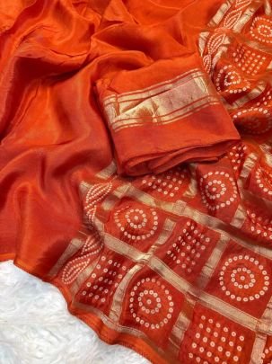 Mishika Pure Mysore Silk Bandhani Pallu Saree